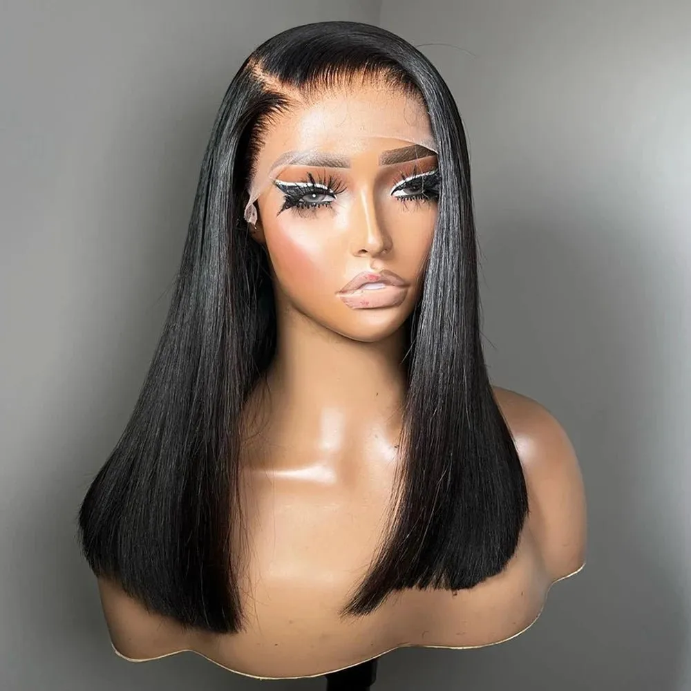 13x4 Transparent Lace Front Glueless Remy Straight Bob Wig for Black Women