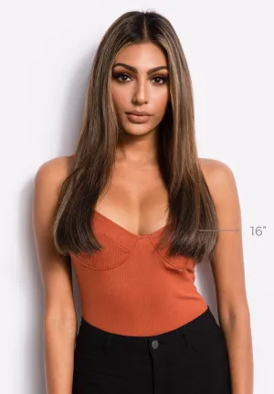 16" Kera-Link Straight Hair Extensions, #6/10 (Dark Chestnut/Medium Ash)