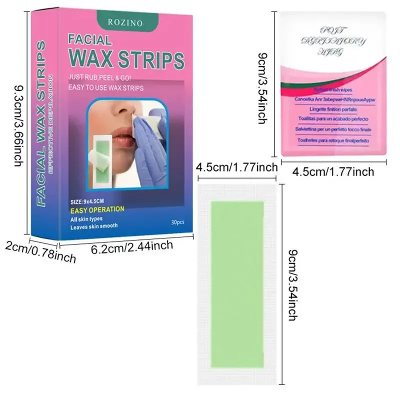 30-Piece Beeswax Facial Hair Remover Wax Strips Kit