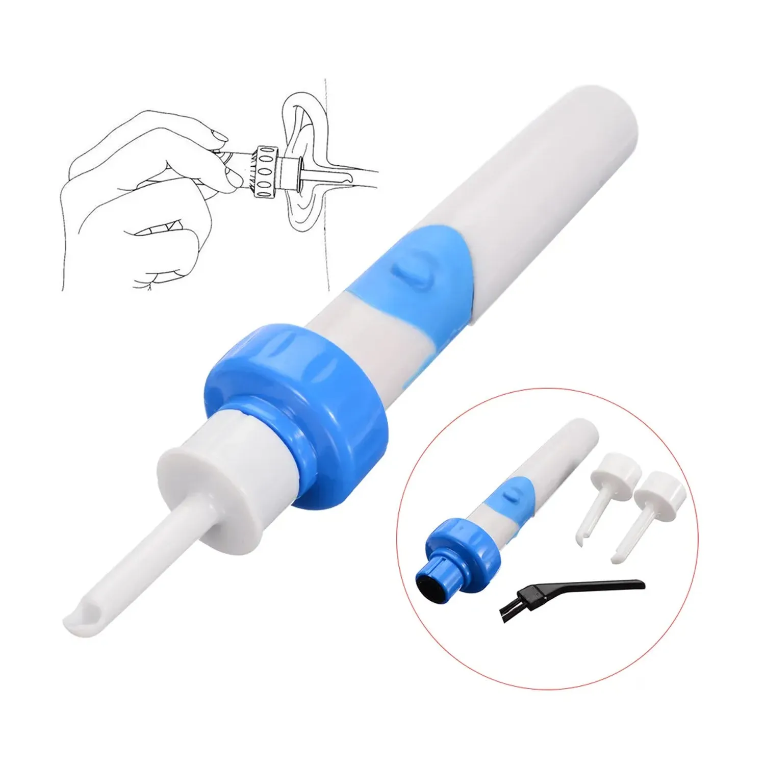 6374 Ear Suction Device, Portable Comfortable Efficient Automatic Electric Vacuum Soft Ear Pick Ear Cleaner Easy Earwax Remover Soft Prevent Ear-Pick Clean Tools Set for Adults Kids