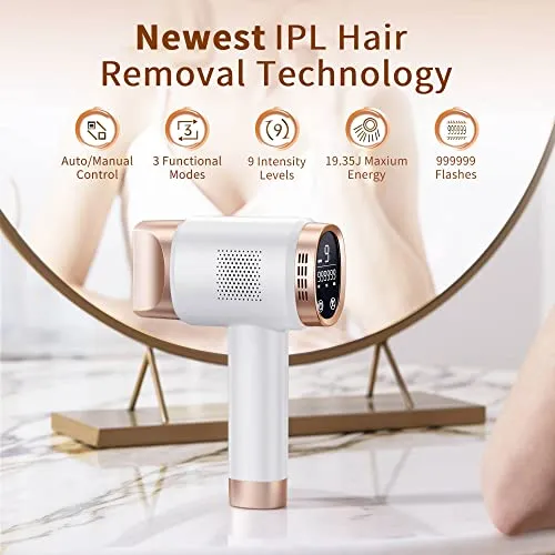 Aopvui Laser Hair Removal for Women and Men, IPL Permanent Hair Removal 999900 Flashes Hair Remover Device for Whole Body Use