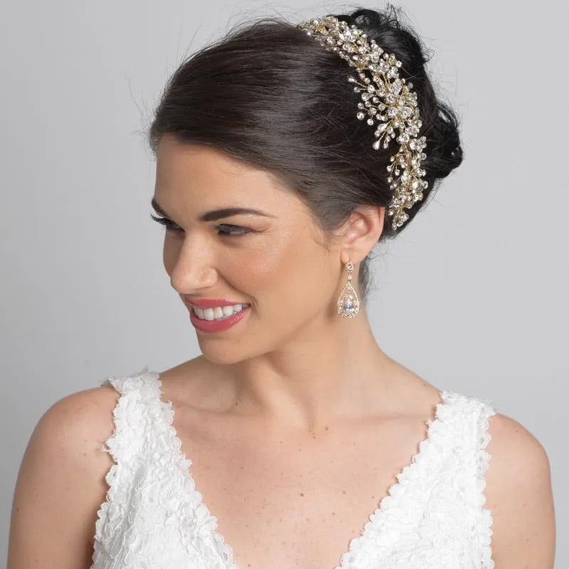 Dazzling Crystal Spray Wedding Headband Headpiece