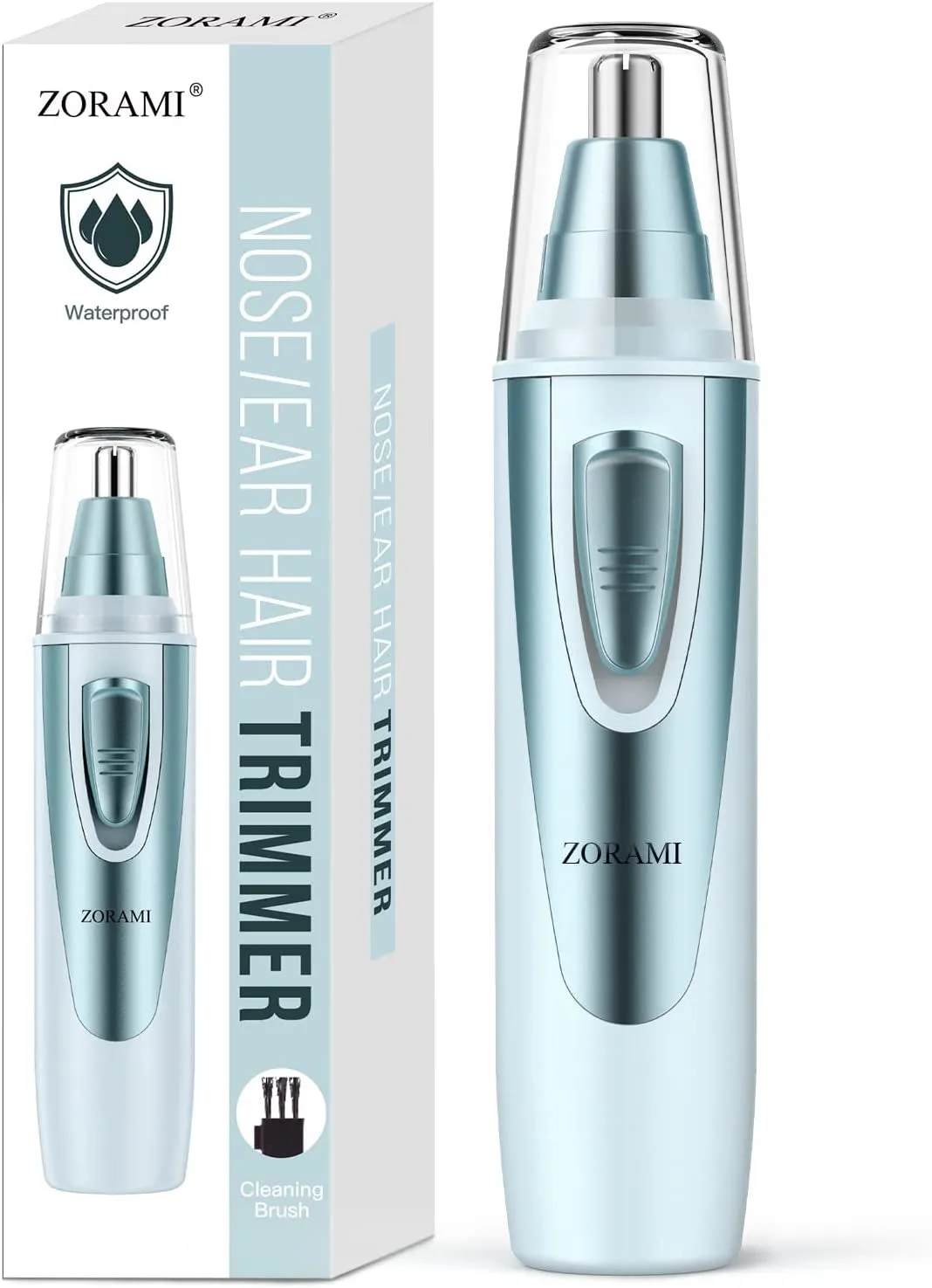 Ear and Nose Hair Trimmer Clipper - 2024 Professional Painless Eyebrow & Facial Hair Trimmer for Men Women, Battery-Operated Trimmer with IPX7 Waterproof, Dual Edge Blades for Easy Cleansing Blue