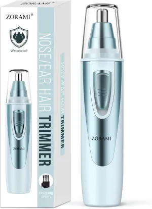 Ear and Nose Hair Trimmer Clipper - 2024 Professional Painless Eyebrow & Facial Hair Trimmer for Men Women, Battery-Operated Trimmer with IPX7 Waterproof, Dual Edge Blades for Easy Cleansing Blue