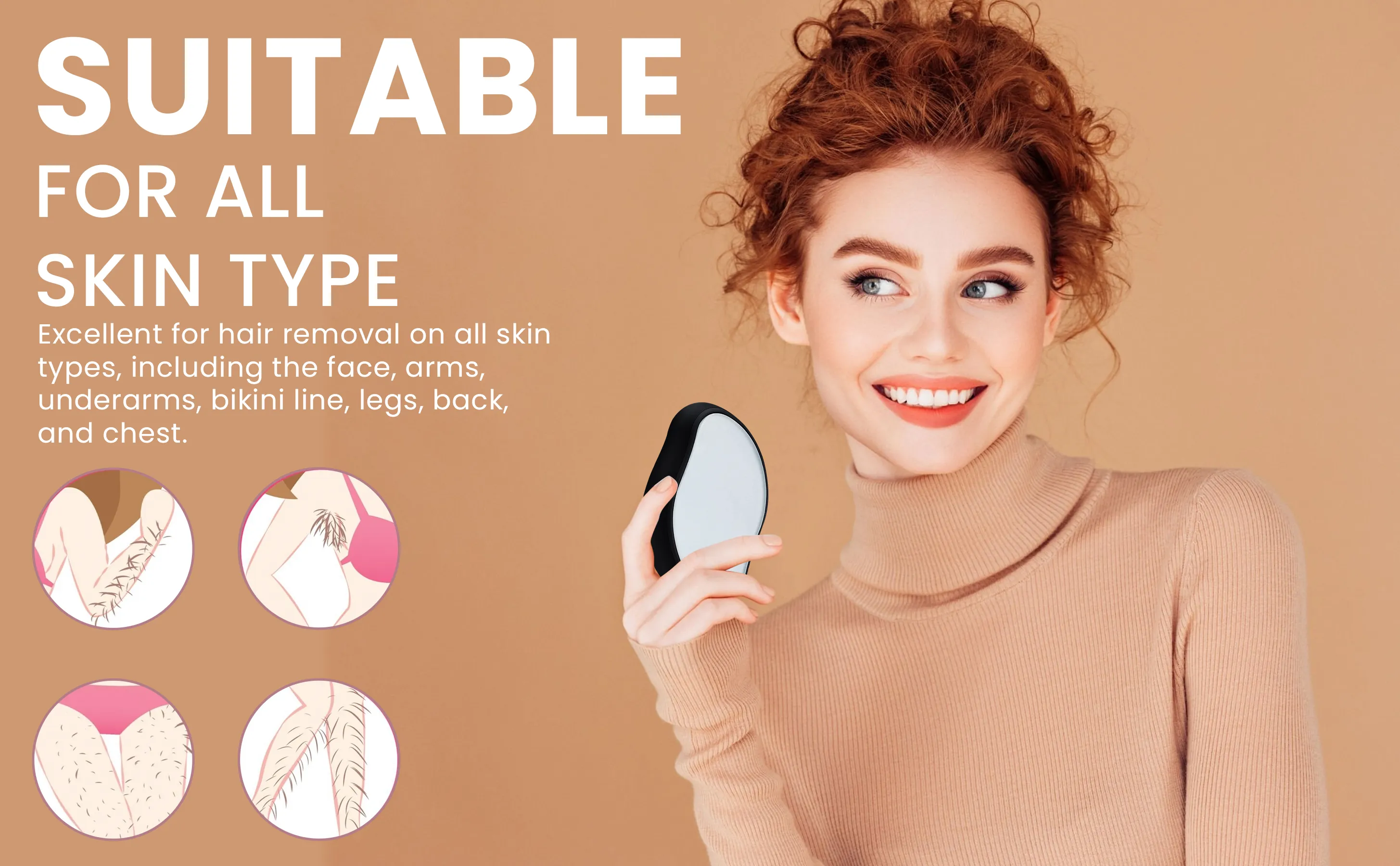 Glamza Crystal 'Hair Eraser' - The Stone Shaped Instant Hair Removal Device - Non Electric Epilator