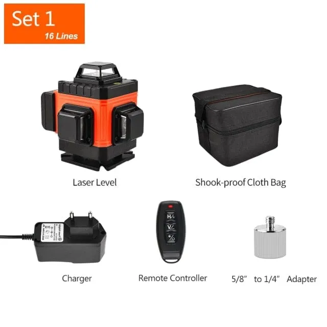 GOXAWEE 360 Laser level 16/12 Lines 3D/4D Self-leveling Nivel Laser Cross Horizontal Vertical Green Beam For Construction Tools