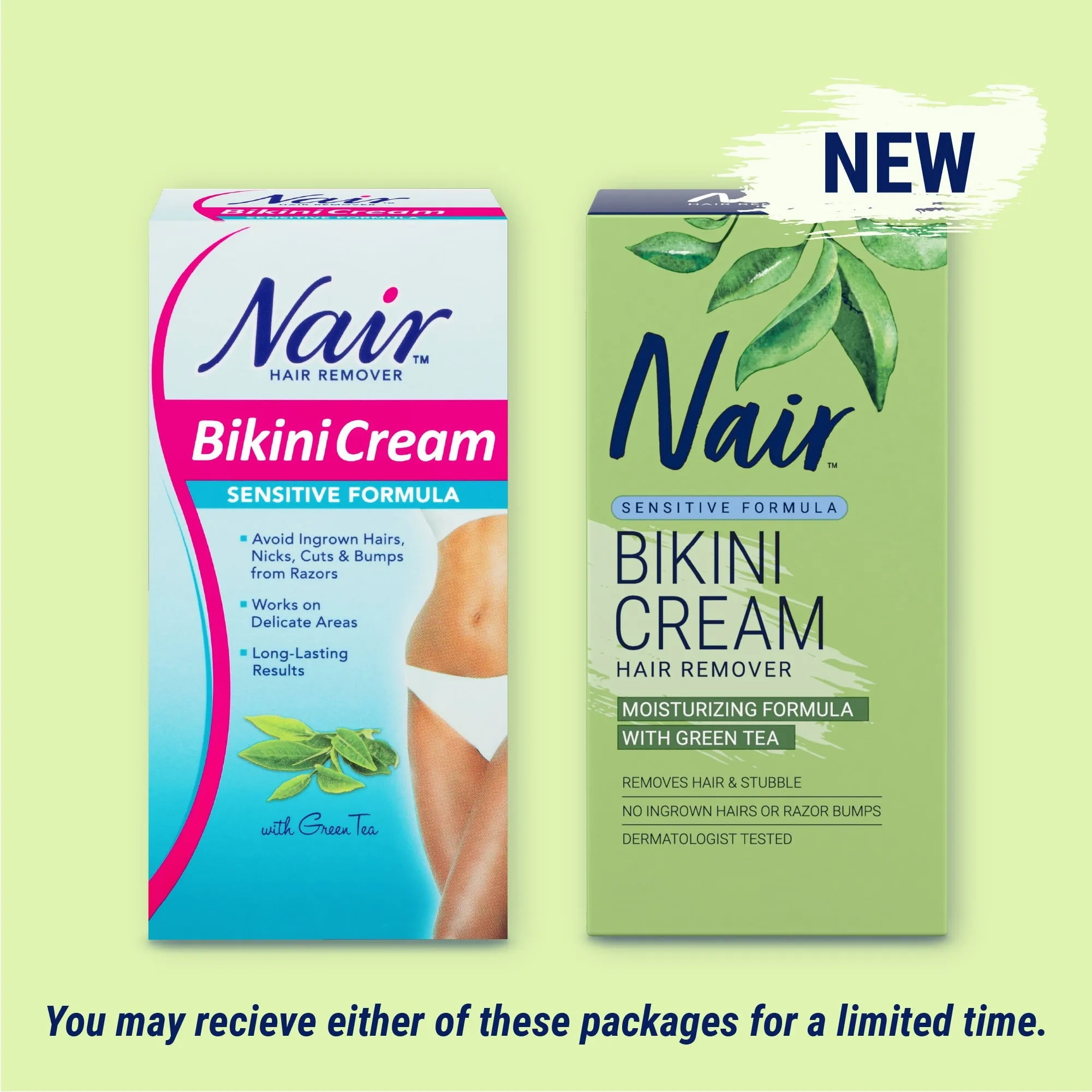 Nair Hair Remover Sensitive Formula Bikini Cream Hair Removal, 1.7 Oz Box