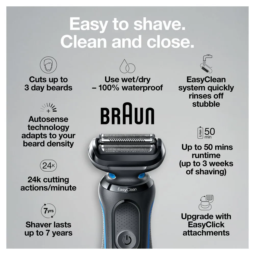 New - Braun Series 5-5018s Men's Rechargeable Wet & Dry Electric Foil Shaver