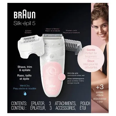 New - Braun Silk-epil 5-620 3-in-1 Women's Cordless Wet & Dry Epilator   4 Extra Accessories