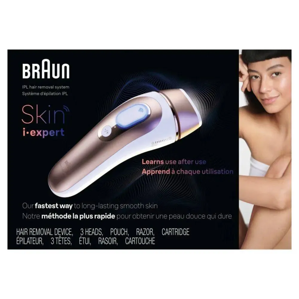 New - Braun Skin i-Expert PL7243 IPL Device Laser Hair Removal Kit with 3 Smart Heads and Soft Vanity Case