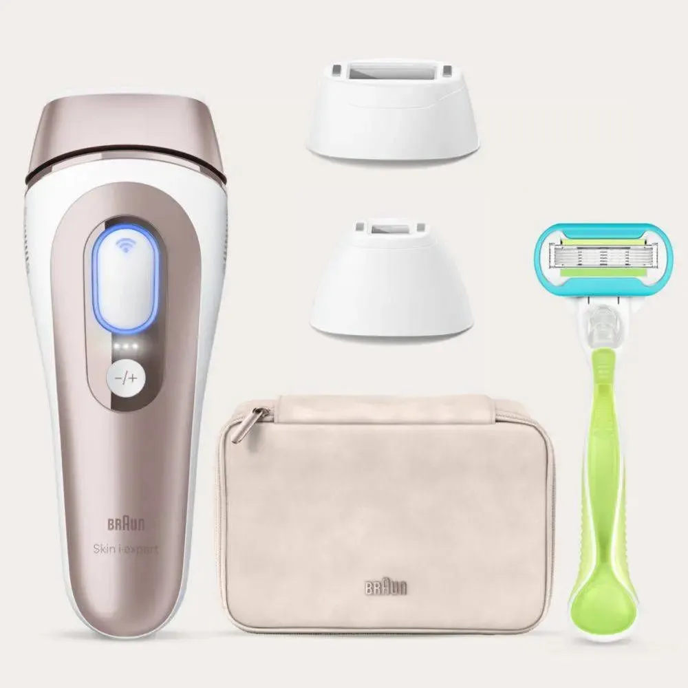 New - Braun Skin i-Expert PL7243 IPL Device Laser Hair Removal Kit with 3 Smart Heads and Soft Vanity Case