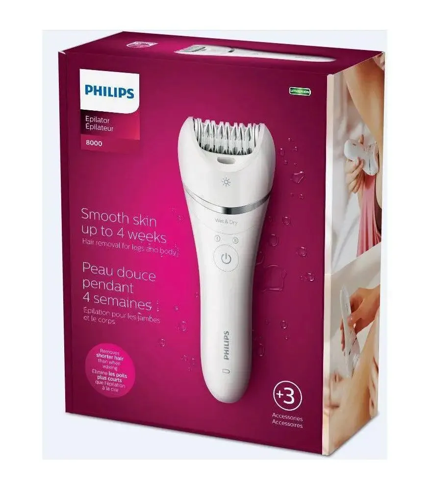 Open Box - Philips Series 8000 Women's Rechargeable Electric Epilator - BRE700/04