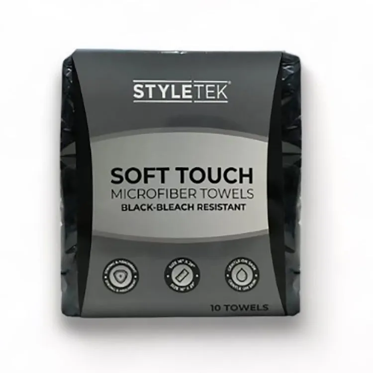 Styletek Soft Touch Microfiber Towels Black 10 Pack