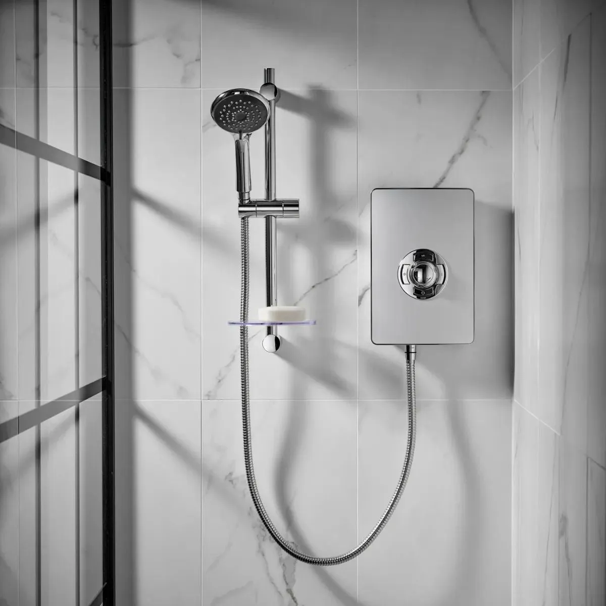 Triton Aspirante 8.5kW Electric Shower in Brushed Steel - ASP08BRSTL