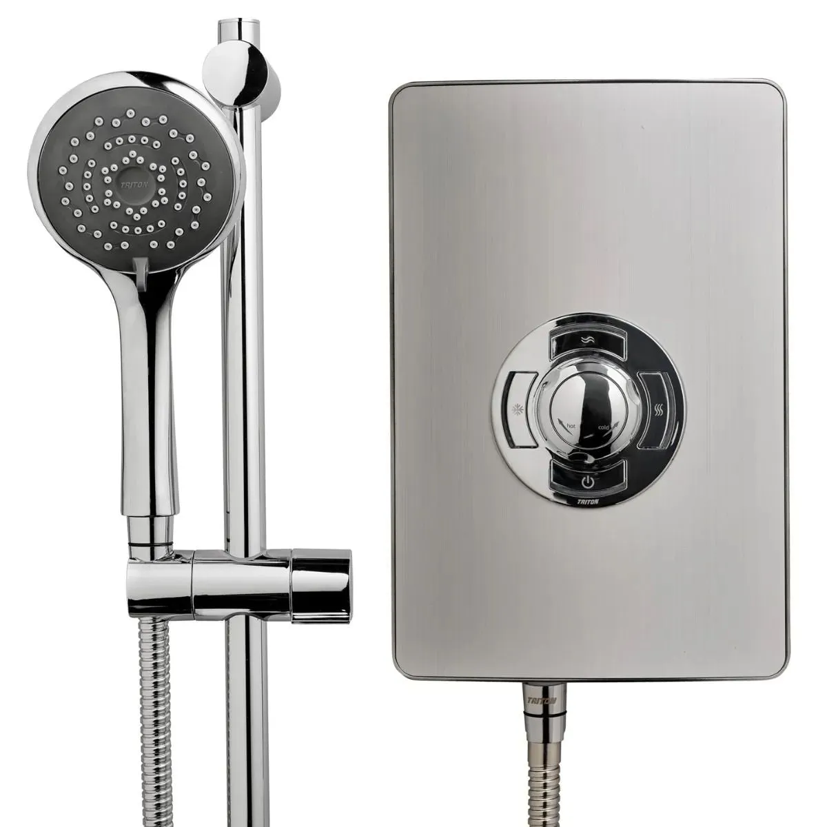 Triton Aspirante 8.5kW Electric Shower in Brushed Steel - ASP08BRSTL