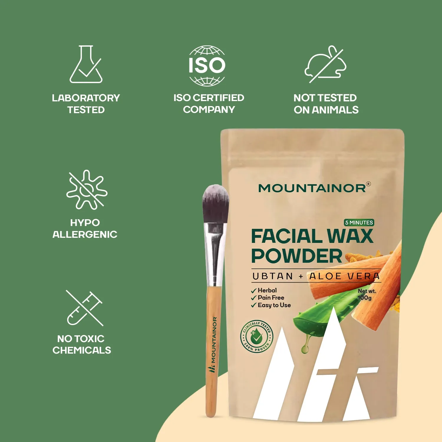 Turmeric Facial Hair Wax Powder, 5 Min Painless Natural Solution(100G) - Pack of 2