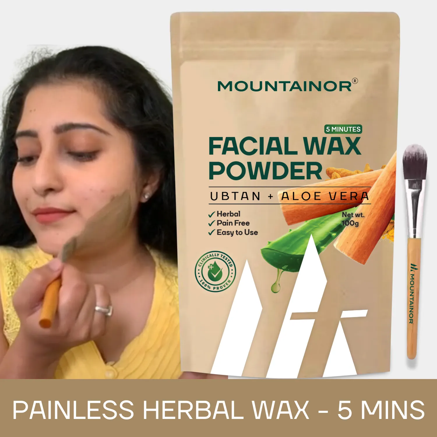 Turmeric Facial Hair Wax Powder, 5 Min Painless Natural Solution(100G)