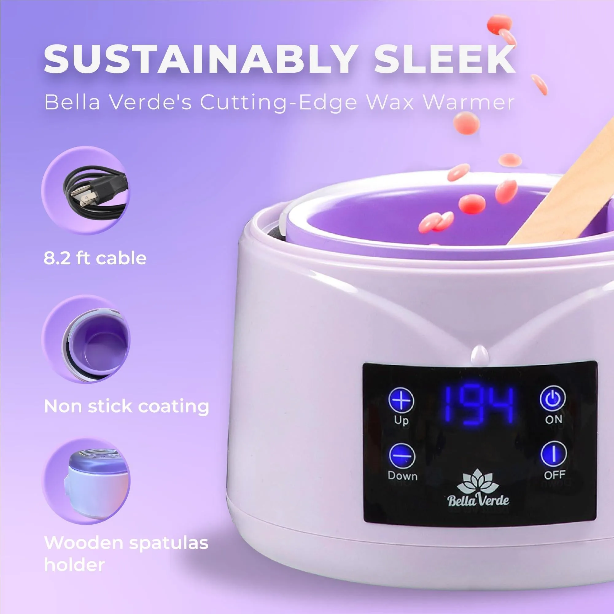 Waxing Kit for Women Men Hard Wax Kit for Hair Removal Wax Warmer Kit Purple